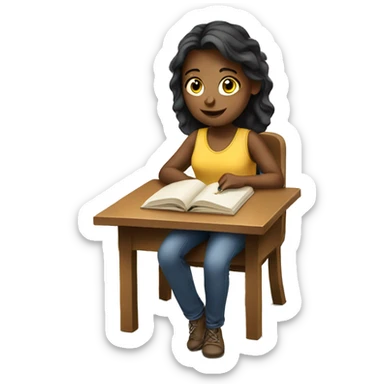 girl studying sticker