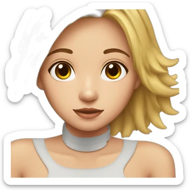 Post op surgery girl with neck scar sticker