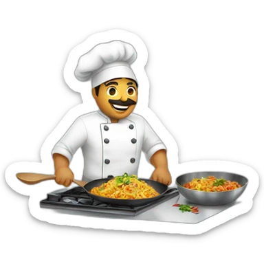 Chef cooking in Indian restaurant sticker