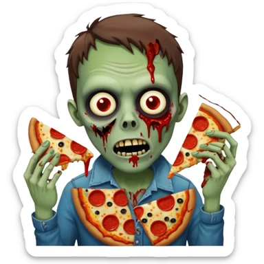 zombie eating pizza slice sticker