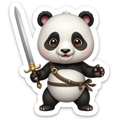 Create a cute panad with a sword in all emotes sticker