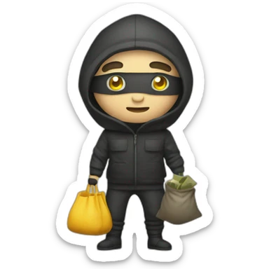 Thief with a bag of money sticker