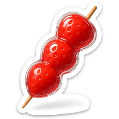 glossy red candied strawberry skewers (Tanghulu) with a crystal-clear sugar coating, realistic, no electronic or tech elements sticker