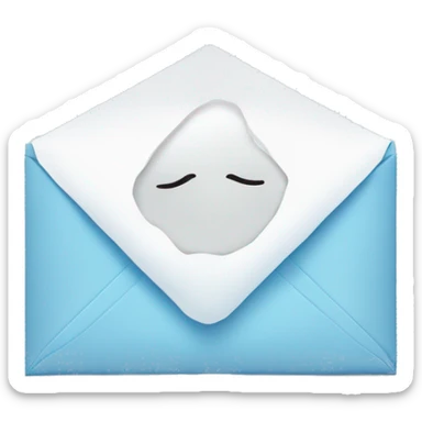 White envelope with light blue kiss on the envelope  sticker