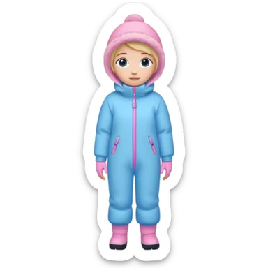 Blue and pink pastel snow suit sticker