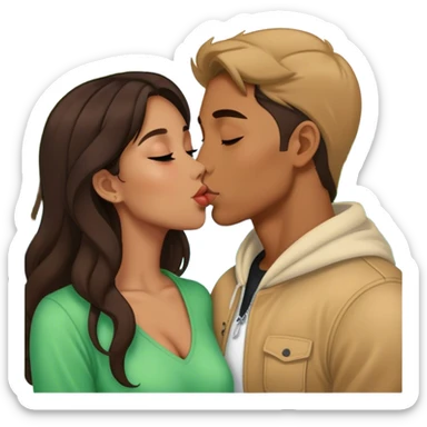 outdoor kiss with jade and trinity sticker