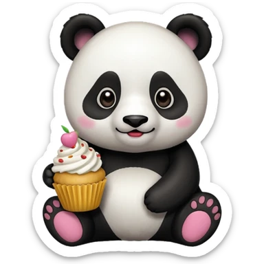 panda with cupcake sticker