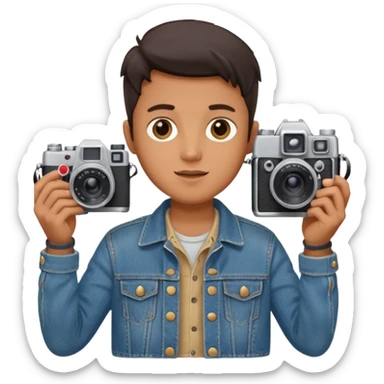 Photographer with vintage film camera sticker