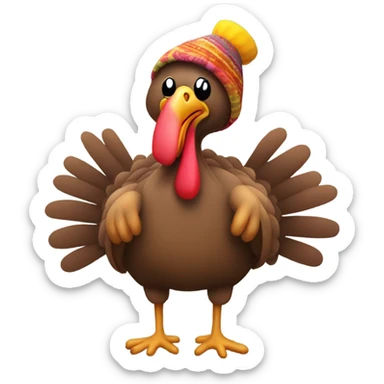 Sleepy turkey with a pajama hat sticker