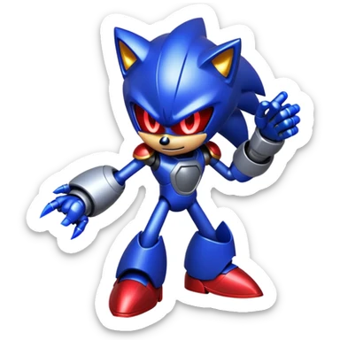 Metal Sonic, charging up energy, electricity effects, villainous expression sticker