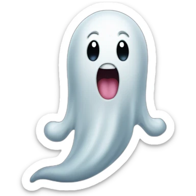 a funny little ghost who sticks out his tongue sticker
