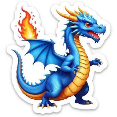 Dragon bleu qui crache du feu sticker