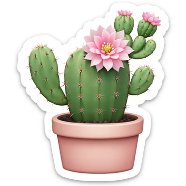 1 Pastel green cactus with tiny pastel pink flower sticker