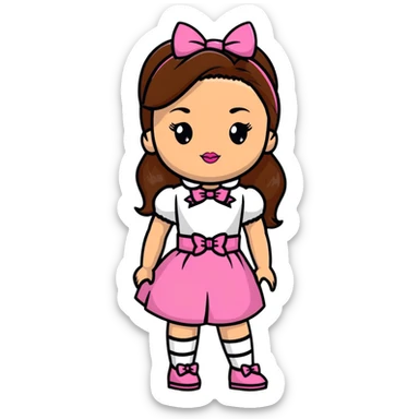 Bratz doll with brown hair and pink bow sticker