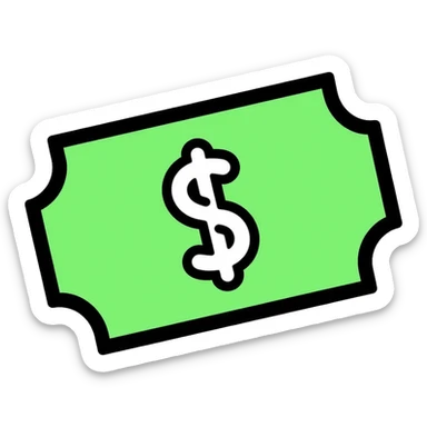 A green raffle ticket with a number on it, green color scheme sticker