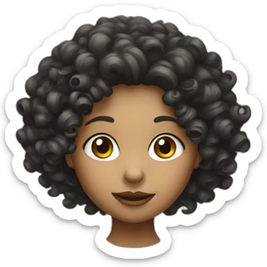 Curly hair girl with big nose sticker
