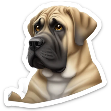 English Mastiff driving a racecar sticker