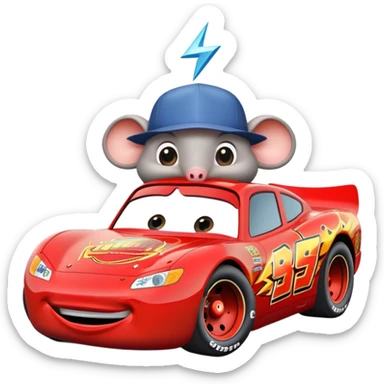 Lightning McQueen with rat hat sticker