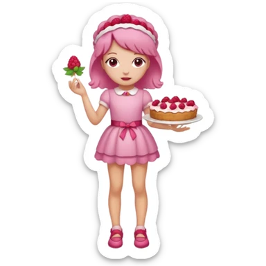 Raspberry torte human full body and legs girl with a raspberry barrette on her head sticker
