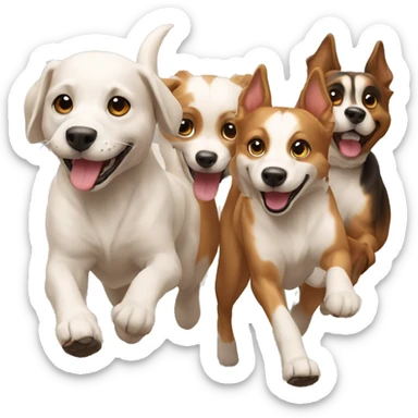 3 dogs  running together sticker