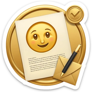 Contract golden paper signed, warranty sticker