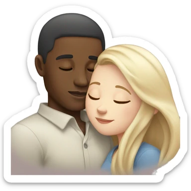 Couple Cuddle sleeping, black Guy and White brown hair girl sticker