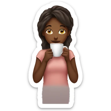 Girl sipping coffee sticker