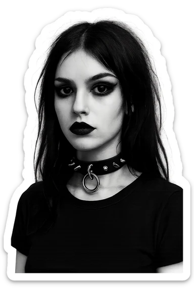 goth black white choker , remove background  sticker