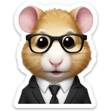 rich hamster in a suit and black glasses sticker