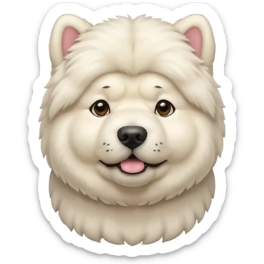 chow chow cute white dog Japanese  sticker
