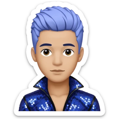 Rauw Alejandro, Puerto Rican Singer with periwinkle hair, black sequin outfit sticker