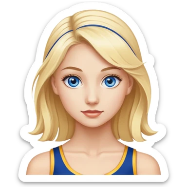 blonde girl with blue eyes, with dance uniform on for the pacers basketball dance team sticker