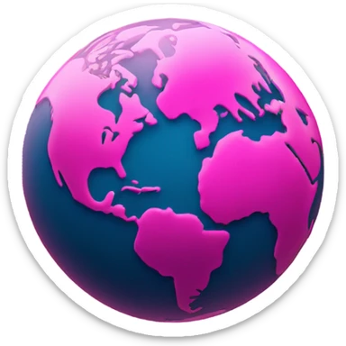 Hot pink planet earth detailed  sticker