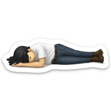 Black long haired white man lying unconscious on the ground sticker