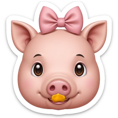 Pig that has a bow on its head that is side eyeing you sticker