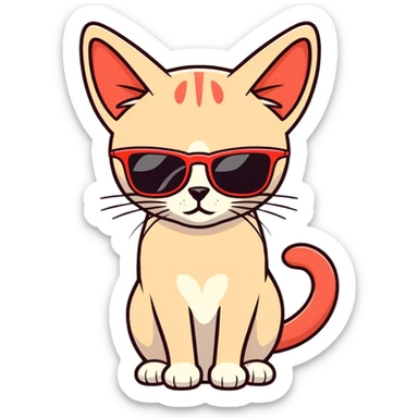 Red point Siamese Cat with sunglasses sticker