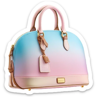 Realistic pastel pink to pastel blue ombre dooney and bourke domed satchel purse.  sticker