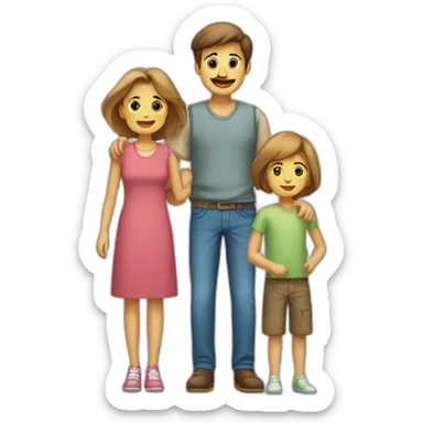 famille de 2 garcon et 1 fille et parents sticker