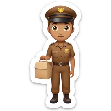 half figure brown uniform delivery boy sticker