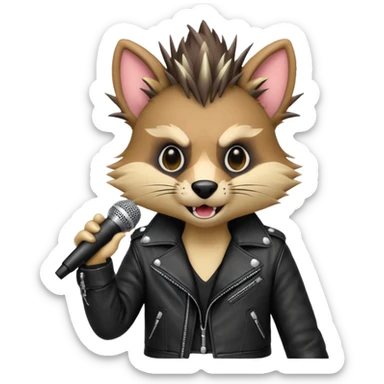 singing punk animal with microphone sticker