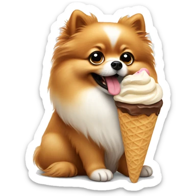 Pomeranian eating ice cream sticker