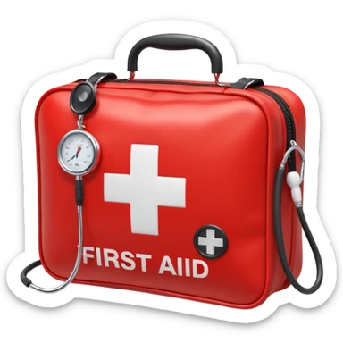 First aid help bag with stethoscope isolated for Emergency Medicine emoji make it to be red sticker