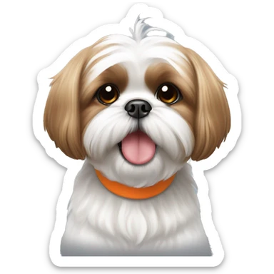 Happy shih tzu with orange ear and the rest white sticker