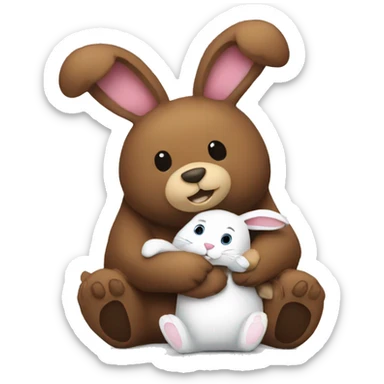 bear hugging bunny sticker
