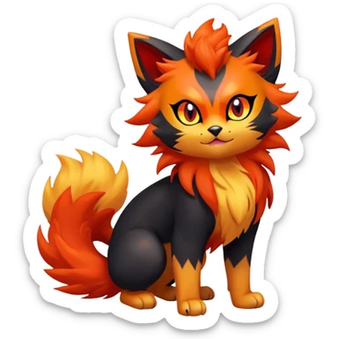 Zorua-Pyroar-Litten-Fakémon-hybrid-creature (full body)  sticker