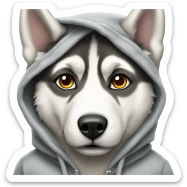 A husky in a hoody sticker