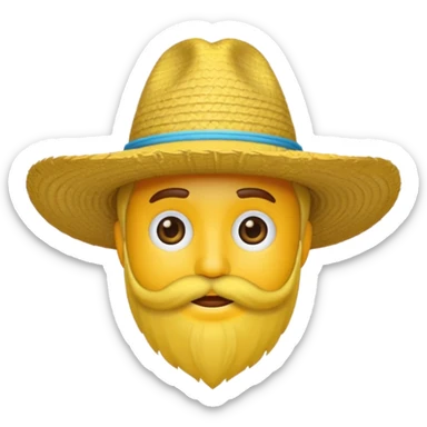 Un emojis amarillo con sombrero y barba sticker