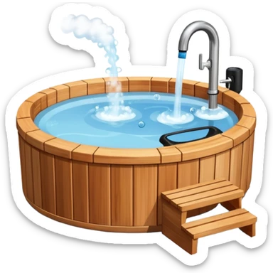outdoor hot tub made of wood sticker