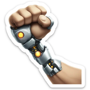 Cyborg arm and bicep with flexing shock sticker