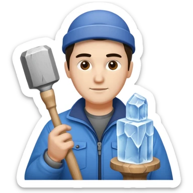 Sculptor with chisel & mallet,Ice Sculptors. sticker